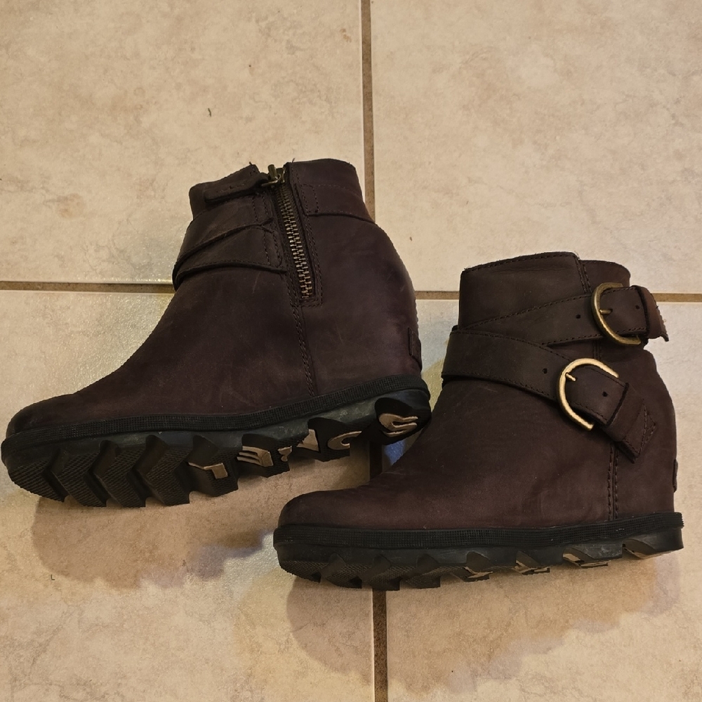 Sorel Deep brown Ankle Wedge Boots with Buckle